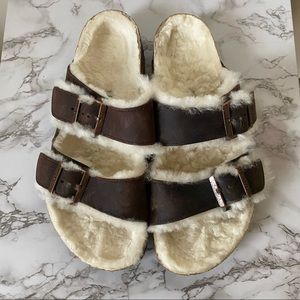 Birkenstock Arizona Genuine Shearling Slide Sandal